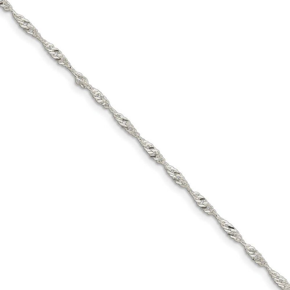 3mm Sterling Silver Diamond Cut Singapore Anklet, 9-10 Inch